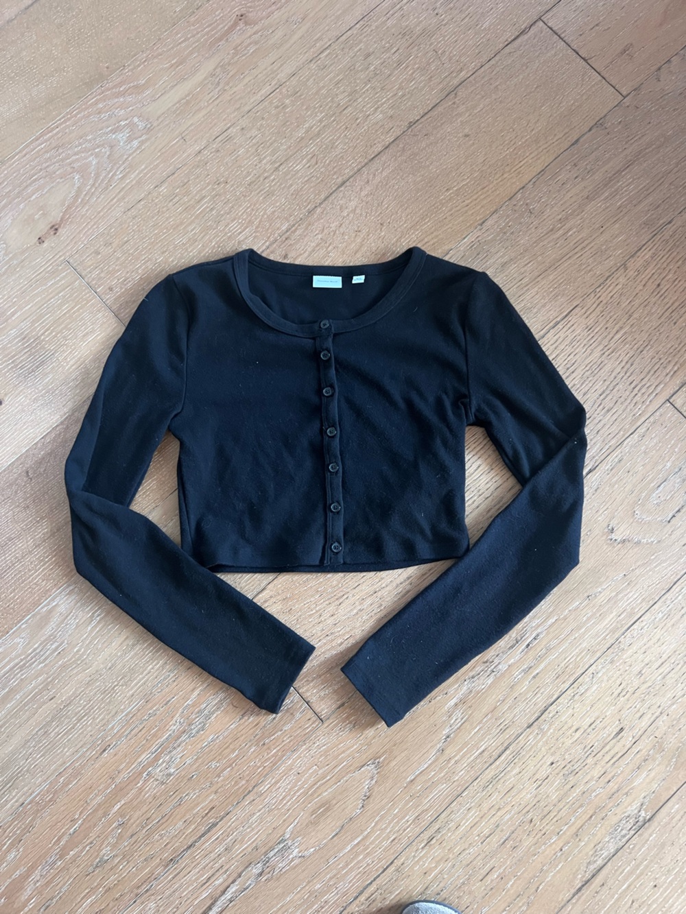 Classic Black cropped Button-Front Cardigan